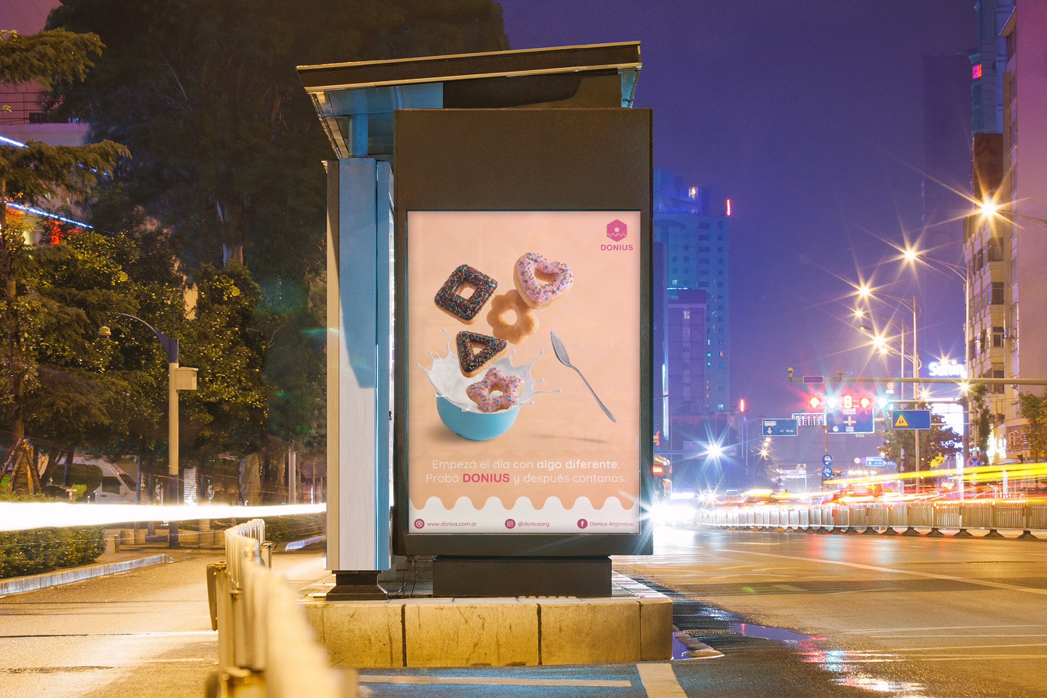 DONIUS promotional poster displayed outdoors