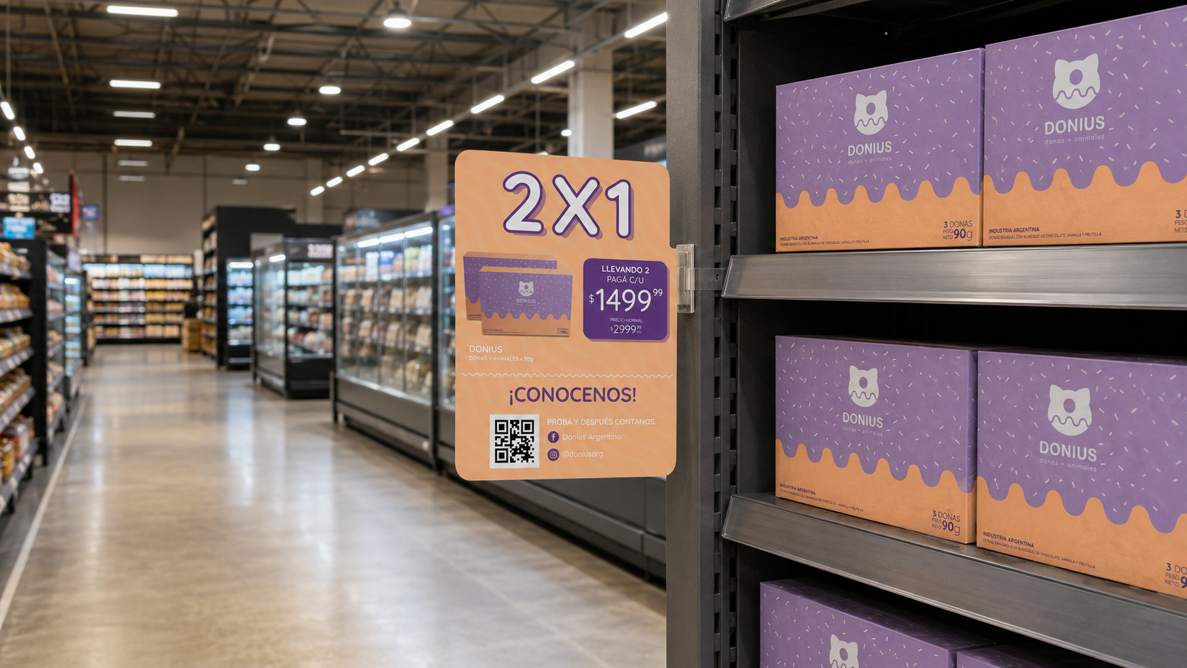 DONIUS promotional shelf sign