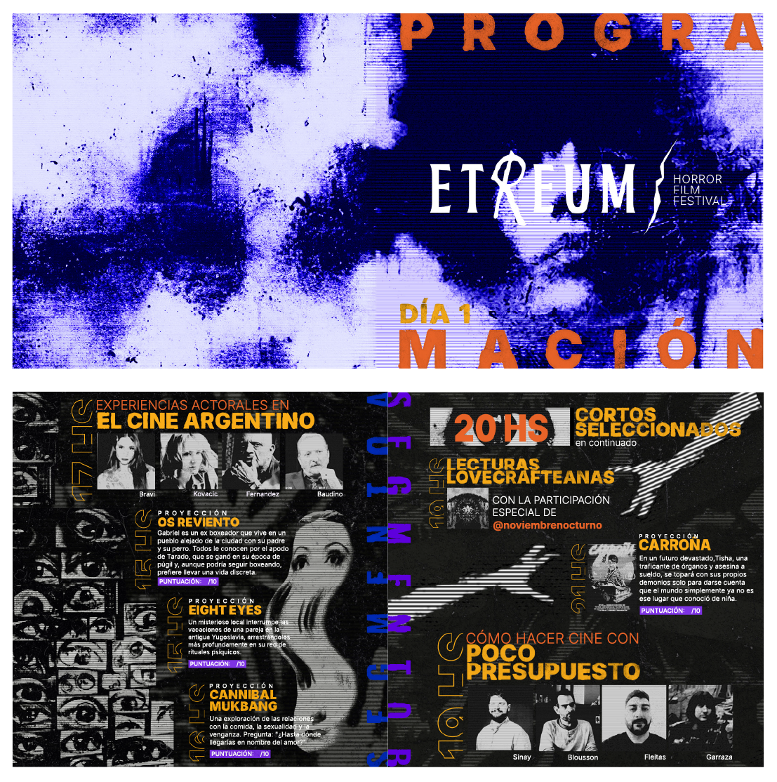Diptych featuring the ETREUM festival program