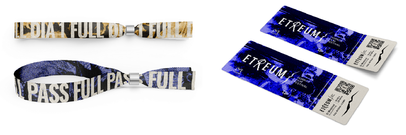 Tickets and admission wristbands for the ETREUM festival