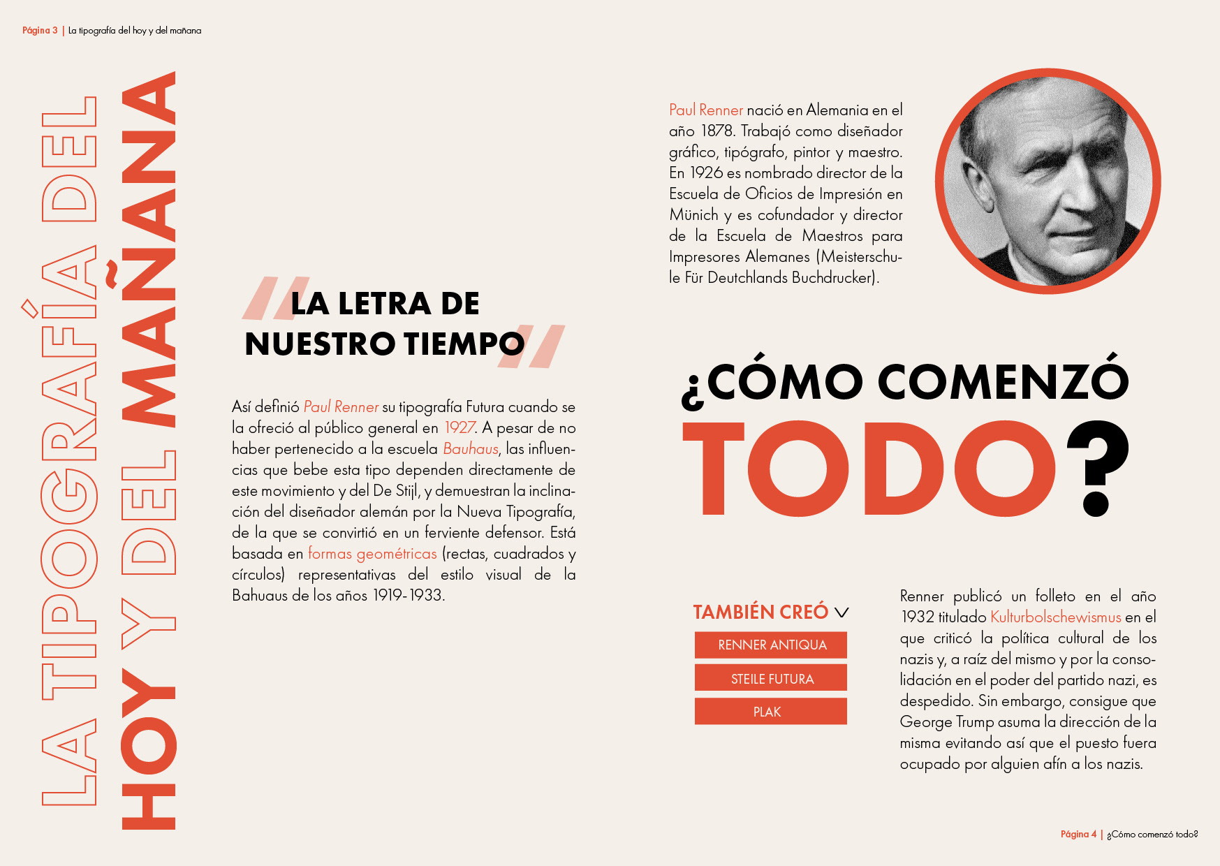 Pages 3 and 4: introduction to Futura and biography of Paul Renner