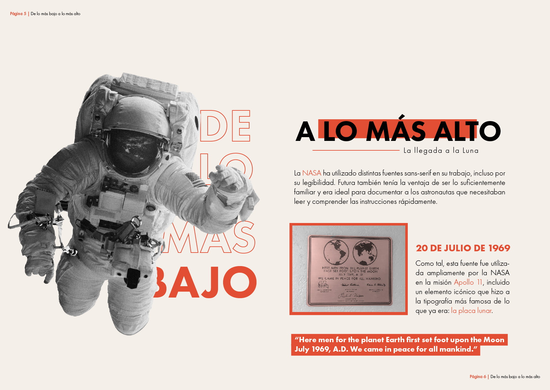Pages 5 and 6: Futura and the Moon landing