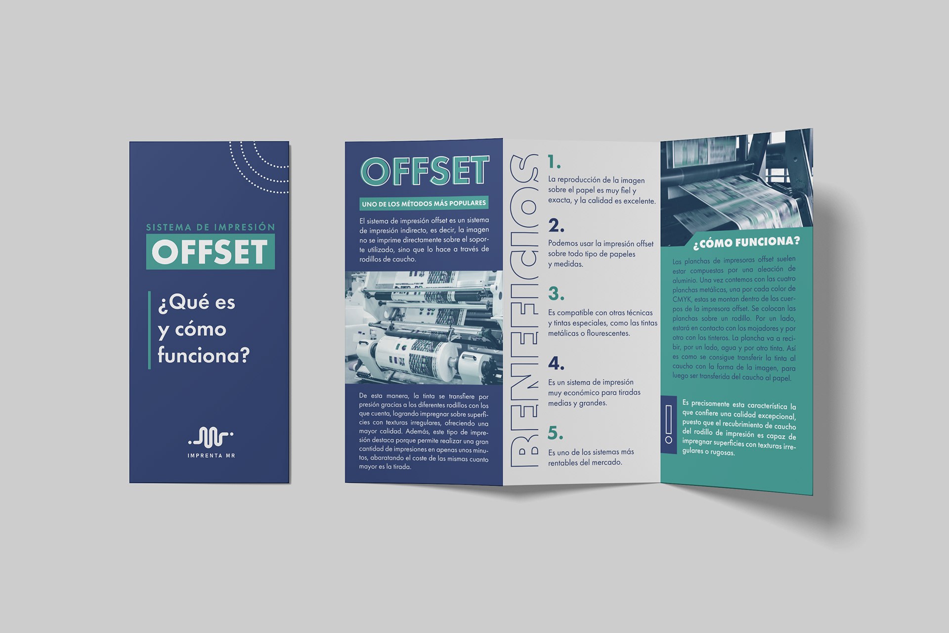 Cover and unfolded inner side of the trifold about offset printing