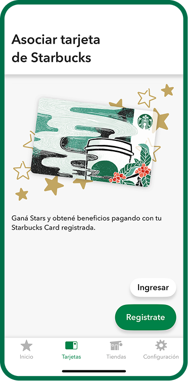 Previous screen for linking a Starbucks Card