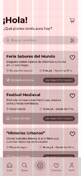 Grid applied to the Wanderly home screen