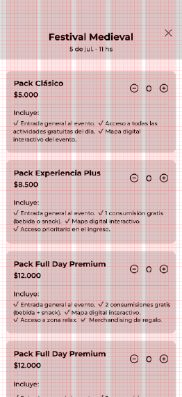 Grid applied to ticket selection in Wanderly