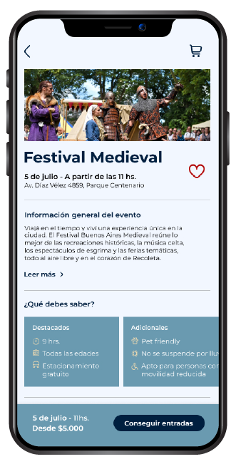 Event detail screen in Wanderly